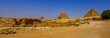 Panorama of the great pyramids and Sphinx monument, Giza, Cairo, Egypt