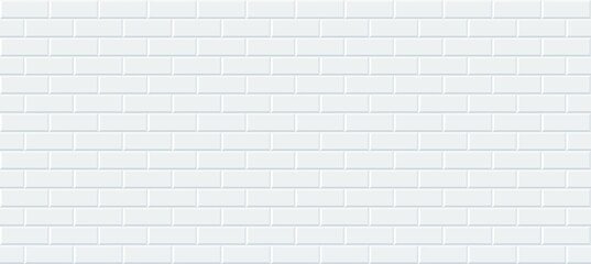 Subway tile seamless pattern. Vector abstract background with geometric shapes. White ceramic tile for kitchen or bathroom. Realistic white wall brick texture in the Parisian metro.