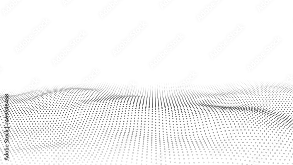 Futuristic moving wave. Digital background with moving glowing particles. Big data visualization. Vector illustration.