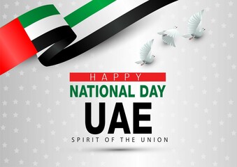 happy national day uae. flying dove with UAE flag. vector illustration design.