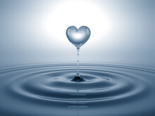 Heart Shaped Water Splash. Conceptual Symbol. 3D Illustration