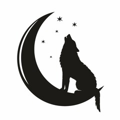 Wall Mural - The wolf howls at the moon