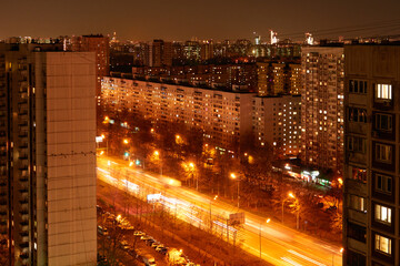 Wall Mural - Russia, Moscow, October 27, 2021: Night Moscow, Russia. Altufevo area.