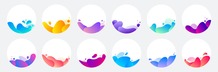Wall Mural - Abstract liquid shape. Set of modern graphic elements. Fluid dynamical colored forms banner. Gradient abstract liquid shapes. Vector illustration.
