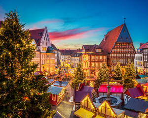 Wall Mural - Christmas market on the historic market place in Hildesheim, Germany