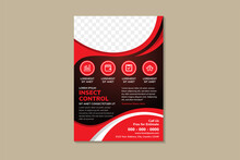 Insect Control Flyer Design Template. Pest Killer Poster Design With Photo Space. Vertical Print-ready. Combination Of Red And White On The Element. Brown Black Gradient Background