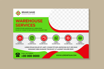 warehouse services specialist banner design template. construction poster design with photo space. h