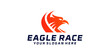 eagle head logo design with speed