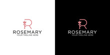 Letter R And Floral Initials Logo Design In Luxury Line Style