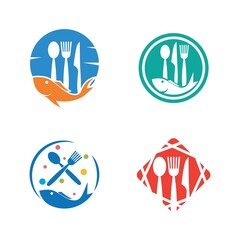 Wall Mural - Seafood fork and spoon logo