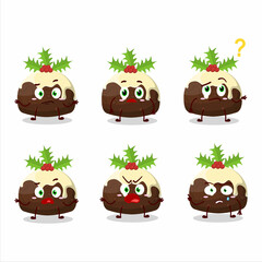 Sticker - Cartoon character of pudding cake christmas with what expression