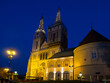 Dramatiac Night Photo of Zagreb Cathedral in Croatia. 
