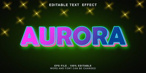 Wall Mural - text effect editable aurora