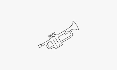Wall Mural - line icon trumpet isolated on white background.