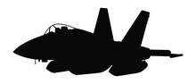Military Attack Aircraft Silhouette Vector On White Background, Military Vehicle Technology, Set Of Air Force Weapon In Black And White.