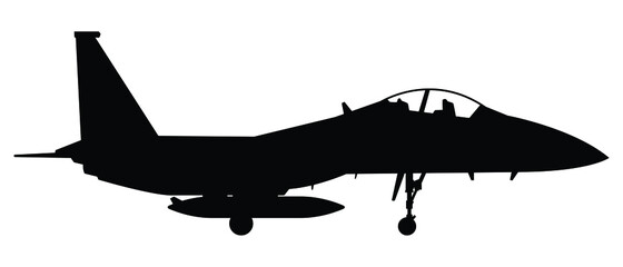 Military attack aircraft silhouette vector on white background, military vehicle technology, set of air force weapon in black and white.