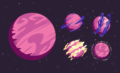 Wall Mural - five colored planets