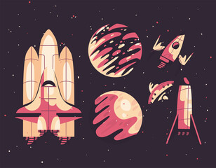 Wall Mural - five space items