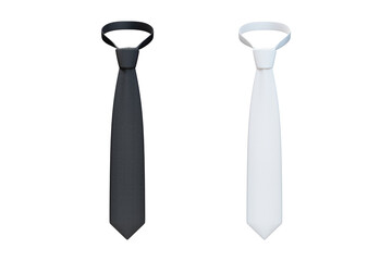 Blank white and black tie for mock up design isolated over white background. 3d rendering.