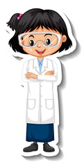 Sticker - Scientist girl cartoon character sticker