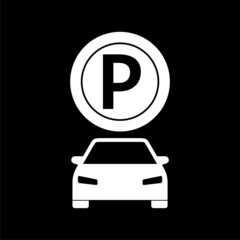 Car parking icon isolated on dark background