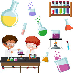 Poster - Science kids with experiment tools