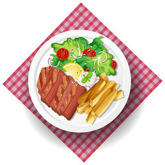 Wall Mural - Steak with french fried and salad