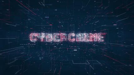 Wall Mural - cyber crime title on a digital binary code network and data background