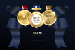 Winner award champion realistic golden trophy and crown template 
