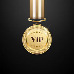 Realistic golden medal label of Success winner.