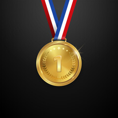 Wall Mural - realistic golden medal label of success winner.