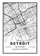 Detroit - United States Light City Map