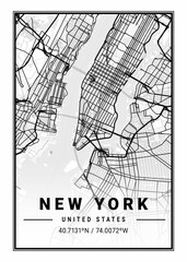 Wall Mural - New York - United States Light City Map