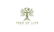 Woman Tree And Earth. Tree Of Life Logo Design