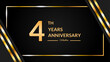 Luxurious and elegant design to celebrate 4th anniversary with black and gold. vector illustration