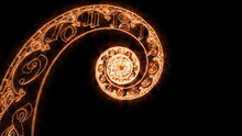 Classic Fire Spiral Dial. It Symbolizes The Infinity Of Time. On Black Background. 3D Render