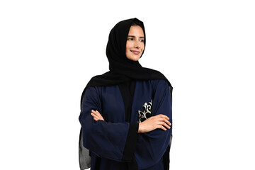 Beautiful Arab Middle Eastern woman on Abaya and Hijab ideal for modern business concept