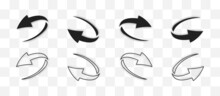 Loop Circle Arrow Icon Set. Vector Illustration. Black Rotate Cursor. Arrows With Shadow.