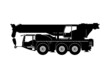 Silhouette of heavy telescopic mobile crane. Side view. Flat vector.