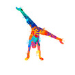 Sports gymnast silhouette. Acrobatics tumbling vector splash paint icon