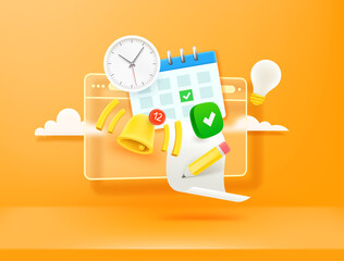 Poster - Business work flow concept. 3d style vector illustration
