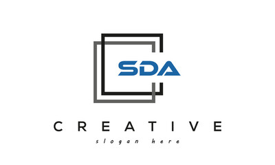 SDA square frame three letters logo design