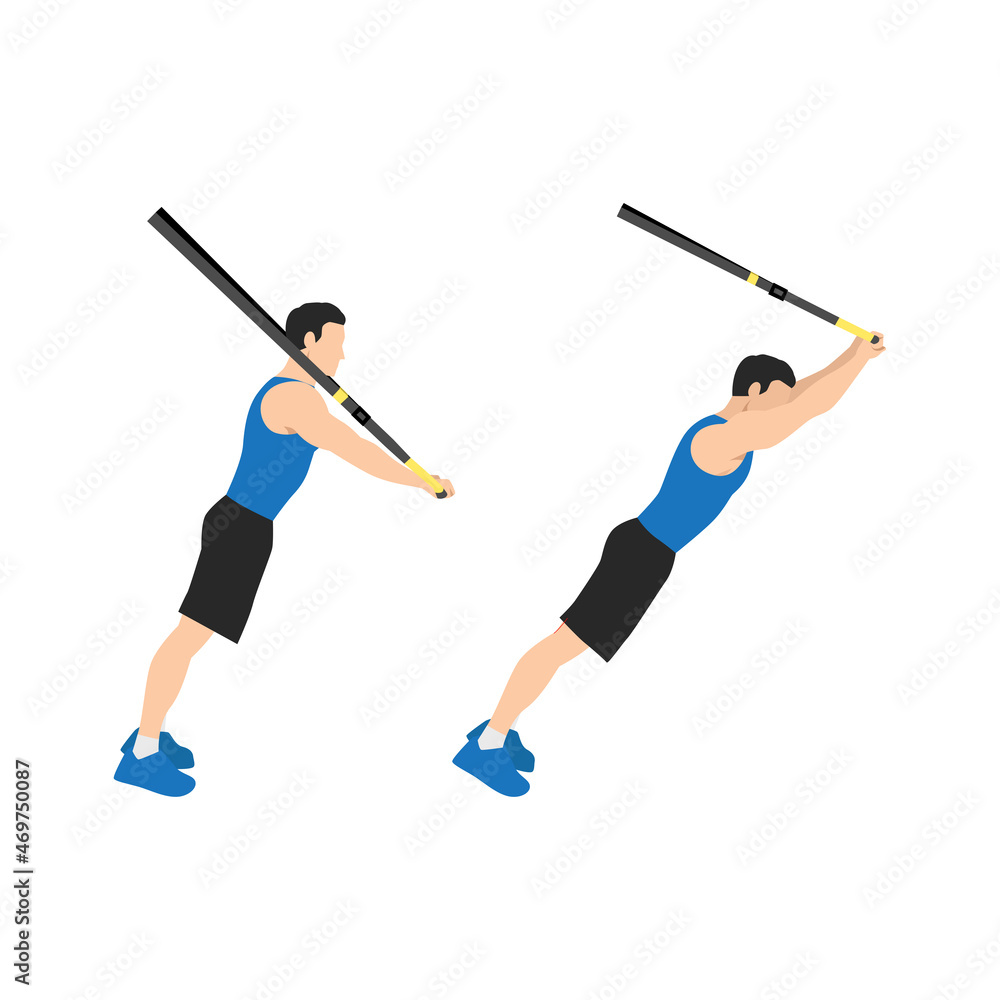 Man doing Standing TRX Suspension strap ab rollout. abdominal roller  exercise side view. vector illustration isolated on background 스톡 벡터 |  Adobe Stock