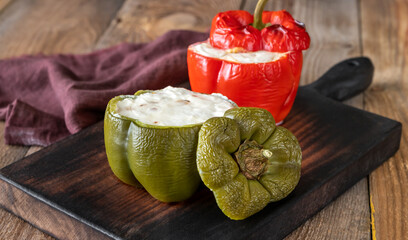 Canvas Print - Baked stuffed peppers with ricotta