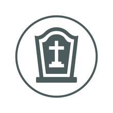 Grave, Cemetery, Epitaph, Graveyard, Stone, Tomb, Tombstone Icon. Gray Vector Sketch.