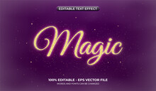 Magic Text Effect With Glitter. Editable Text On A Dark Purple Background