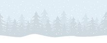 Christmas Landscape Background With Firs And Snowfall