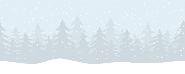 christmas landscape background with firs and snowfall