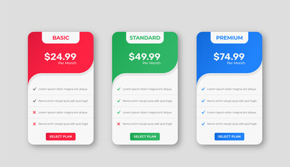 Wall Mural - Pricing chart table comparison infographic Banner design