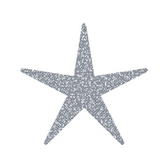 Sticker - Silver glitter Star on white background